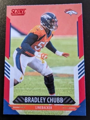 2021 Panini Score Football Bradley Chubb Red Foil Parallel #222 Denver Broncos - Image 1 of 4
