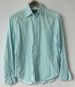 Polo Ralph Lauren Linen Shirt Long Sleeve Aqua Sz 10 Kids - Picture 1 of 3