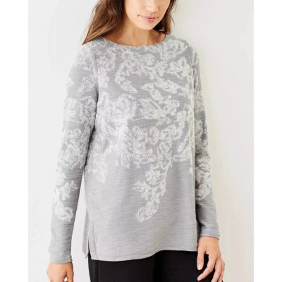 Suéter artesanal para mujer J. Jill gris jaspeado/cebada mezcla lana talla mediana  Foto 1 de 4