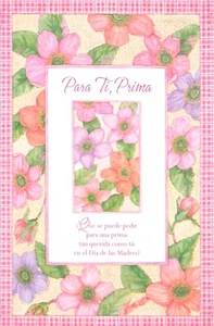 Spanish MOTHER'S DAY DIA DE LAS MADRES Card FOR FEMALE COUSIN PRIMA — Carinos +✉ - Picture 1 of 5