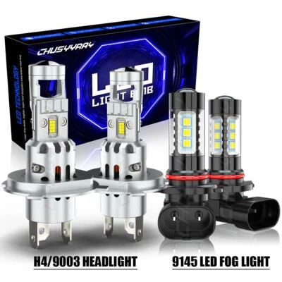 Combo faros LED blancos para Ford Focus 2003-2004 H4+9145 kit de 4 piezas Foto 1 de 4