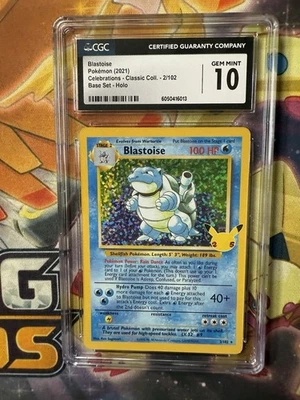 Pokémon English Blastoise 2/102 2021 Celebrations  Classic Collection CGC 10 GEM - Image 1 of 2