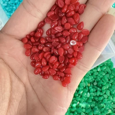 100pcs 4x6mm Natural Red Stone Teardrop CAB CABOCHON DIY Jewelry No Hole - Image 1 of 4