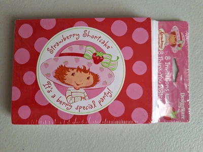 Nuevo STRAWBERRY Shortcake 8 invitaciones y 8 postales de agradecimiento perfumadas selladas Foto 1 de 3
