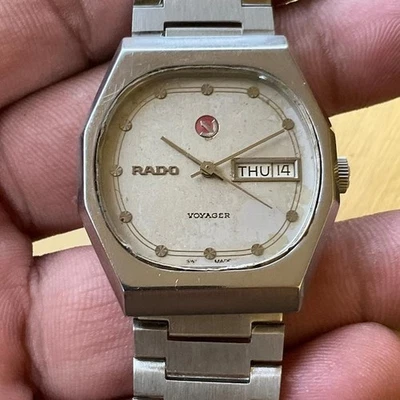 Raro Reloj RADO Voyager Automático Esfera Gris Día Fecha Hombres Vestido De Colección Foto 1 de 4