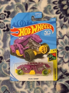 Hot Wheels 50th "Dino Riders 4/5 230 /365 Double Demon" Purple 2017 New - Picture 1 of 6