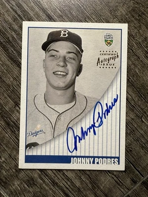 2002 Topps SUPER TEAMS SP ON CARD JOHNNY PODRES AUTO! Brooklyn Dodgers  - Image 1 of 2