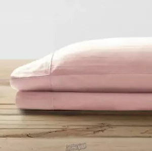 Brielle Home 300-Thread Count Dobby Striped Pillowcase Set Blush Pink King - Picture 1 of 2