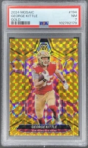 George Kittle 2024 Panini Mosaic Gold Prizm 01/10 #194 PSA 7 casi nuevo SF 49ers THRILL - Imagen 1 de 2
