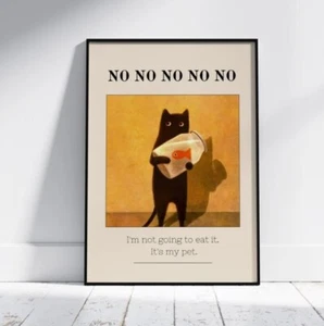 Divertente Poster Gatto Nero, Poster Gatto Carino, Illustrazione Gattino Carino - Foto 1 di 3