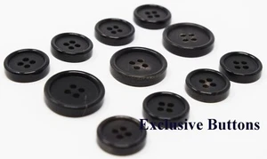 High Quality Black Genuine Horn Buttons Set For Suit, Blazer, or Sport Coat - Picture 1 of 2