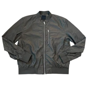 H&M Men’s Bomber Jacket Deep Army Green Zip Up Windbreaker Size Large - Picture 1 of 9