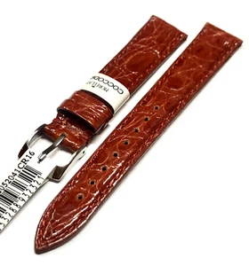 ECHTES KROKODIL ARMBAND BRASILIEN BRAUN GOLD 16/14 MORELLIERT FÜR UHR - Bild 1 von 6