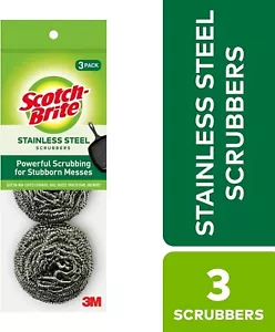 Scotch-Brite Stainless Steel Scrubber, Dish Scrubbers for Cleaning 3 Scrubbers - Picture 1 of 11