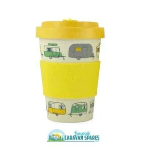 BAMBOO TEA COFFEE CUP TRAVEL MUG-400ML-THE ICONIC COLLECTION-PALE YELLOW - Picture 1 of 2