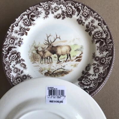 Spode Wood Land Winter Scenes Elk Salad Plates S/6 ~Brand New~ - Image 1 of 4