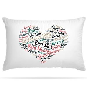 Personalised Pillowcase Cushion Cover Heart Word Art Valentine's Day Gift