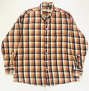 Burberry London Orange Black Plaid Check Button Up Shirt Long Sleeve Mens Large - Picture 1 of 4
