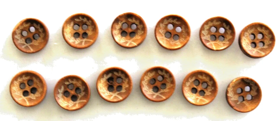 12 Round  12mm Wooden  4 Hole  Buttons - Image 1 of 1