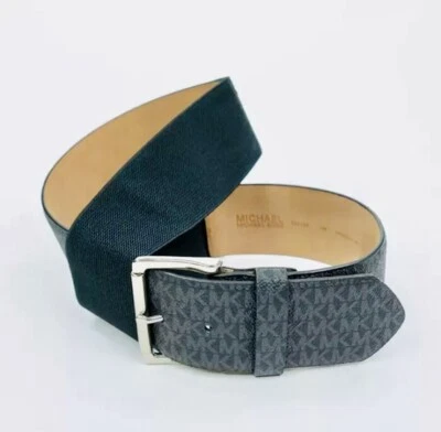 NEW Michael Kors MK Logo Belt Gray-Black Part Elastic with Silver Buckle - Image 1 of 4