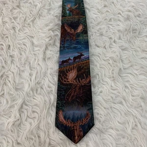 D’em Crazy moose theme poly necktie 54”x3.8” - Picture 1 of 2