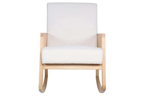 Butaca mecedora Julia microfibra crema / rattan / madera, 65cm(ancho) 98 cm(altu - Imagen 1 de 1