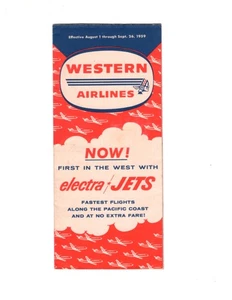 FLUGZEITTABELLE, KOMMERZIELLE LUFTFAHRT, WESTERN AIRLINES, 26. SEPTEMBER 1959 - Bild 1 von 1