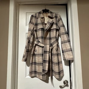Solitaire Karomuster Wildlederimitat Gürtel Jacke/Trenchcoat. Gr. S. Neu mit Etikett! - Bild 1 von 17