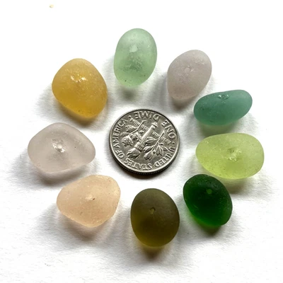 Vidrio de Mar Surf Tumbled CENTRO PERFORADO “Calidad Joyería” 9 Piezas Colores Únicos. Foto 1 de 2