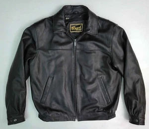 Vintage Reed Black Leather Bomber Flight Moto Biker Jacket Men's M NICE - Picture 1 of 8