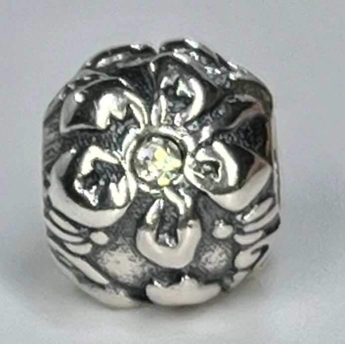 Cuentas de flor de cristal transparente de plata de ley 925 Zable (1285) Foto 1 de 4