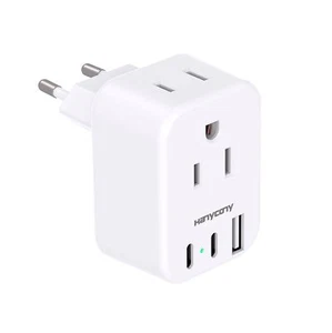 European Travel Plug Adapter USB C, International Plug Adapter, US to Europe ... - Picture 1 of 7