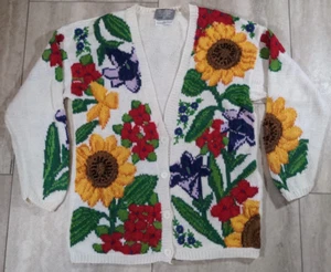 Suéter Cárdigan Floral De Colección Marisa Christina Para Mujer L Tejido a Mano... - Imagen 1 de 15