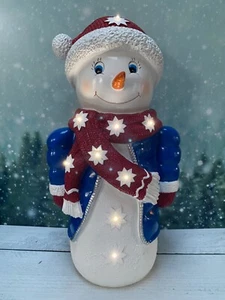 "Estatua de muñeco de nieve con luz LED de resina de 18,5"" 2 modos de luz decoración navideña súper linda" - Imagen 1 de 9