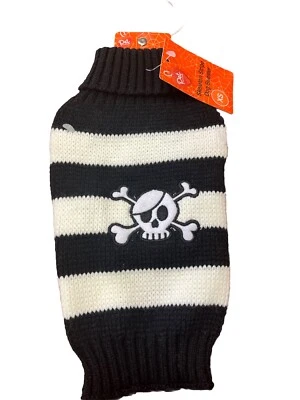 Suéter Pet Central Calavera y Huesos Cruzados Perro Talla Xs Rayas Negro Blanco Foto 1 de 2