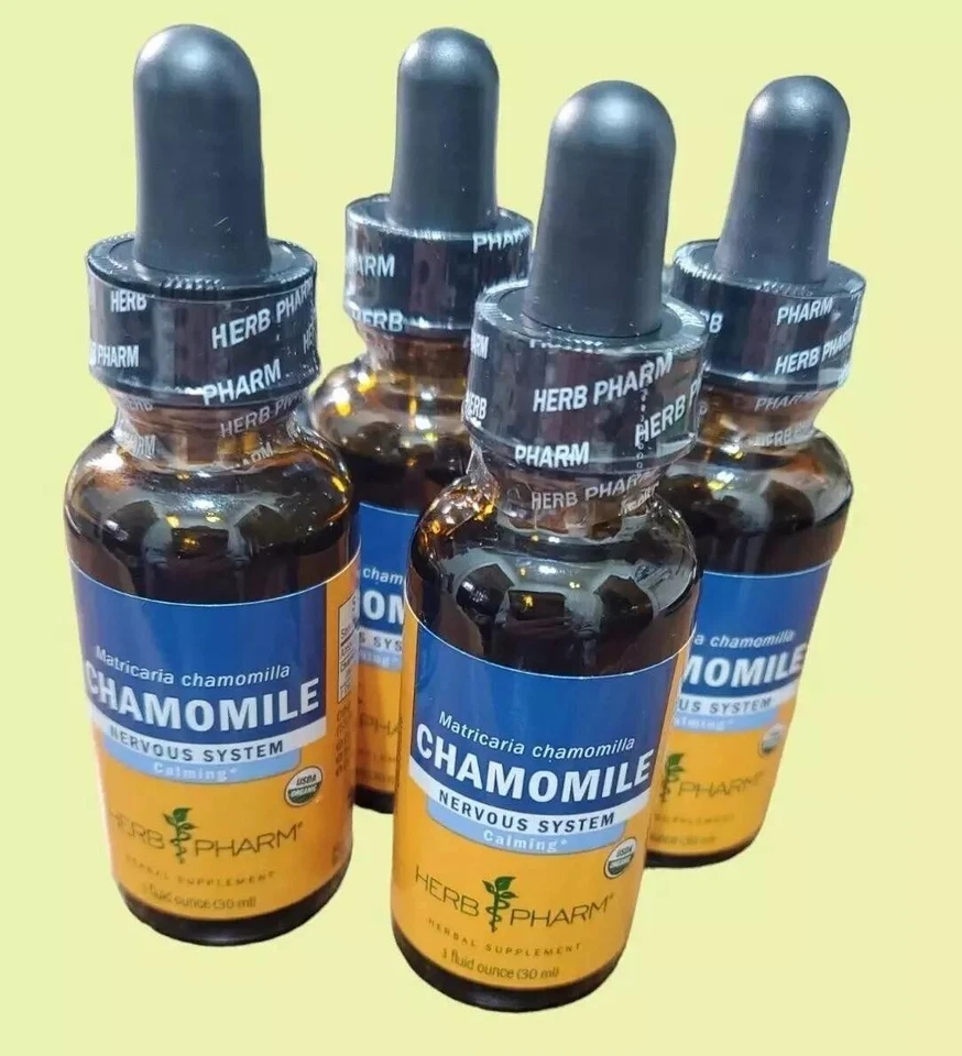 Paquete de 4 extractos líquidos de manzanilla Herb Pharm para el sistema nervioso 1 oz / 30 ml CADA UNO Foto 1 de 1