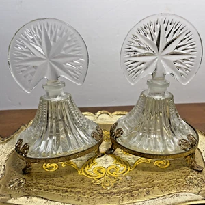 Juego De Colección Dos Botellas De Perfume Ancla Hocking Tapones Soportes Decorativos Orig. - Imagen 1 de 9
