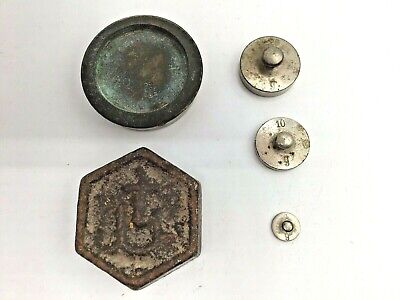 Vtg  Apothecary, Jewelers Pharmacy Weights - 4 OZ (x2), 1,10 & 20 Gr - Lot Of 5 • 24.99$
