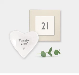 East of India 21. Geburtstag Porzellan Mini Herz Ring Schale Geschenkbox 21 - Bild 1 von 3