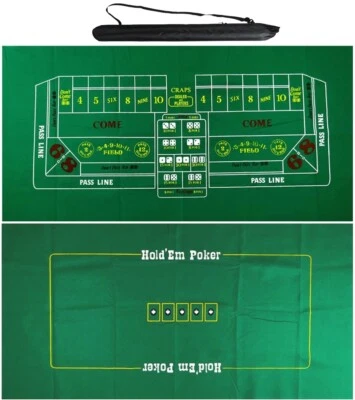 Craps & Texas Hold’em Mesa de Poker Diseño Fieltro 2 Caras Reversible + Estuche de Transporte Foto 1 de 4