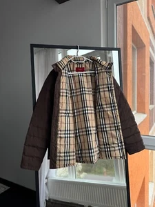 Vintage Burberry Nova Check Mens Reversible Brown Puffer Jacket Sz M - Picture 1 of 9