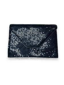 Whiting & Davis Navy Blue Mesh Shoulder Bag Oversized Clutch Vintage - Picture 1 of 11