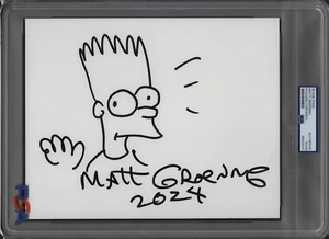 MATT GROENING Signed Autograph 8 x 10 Hand Drawn Artwork BART SIMPSON - PSA - Picture 1 of 2