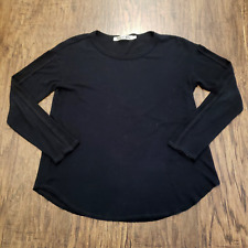 Michael Stars Womens Top Small Black Normcore Relaxed Round Neck Long Sleeve