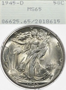 1945-D 50C PCGS MS65 Walking Liberty Half Dollar Rattler OGH - Picture 1 of 4