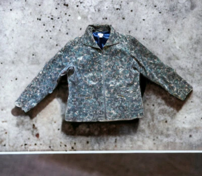 Chaqueta Chico's Cuero Azul Estampado Serpiente Brillante Cremallera Completa Bolsillos Forrados Talla 12 Usada en Excelente Condición Foto 1 de 4