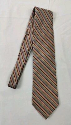 Corbata de seda a rayas gris salmón Claiborne 59" X 4" Foto 1 de 4