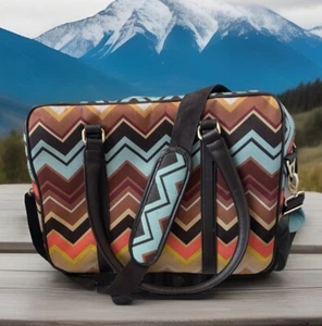 Travel Cross Body Bag Zig Zag Chevron 12"H x 16"W x 5”D Read - Picture 1 of 19