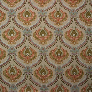 HOME DAMAST MEDAILLON BEIGE ROT AQUA 100 % BAUMWOLLE MEHRZWECK STOFF VON YARD 54 ZOLL W - Bild 1 von 5