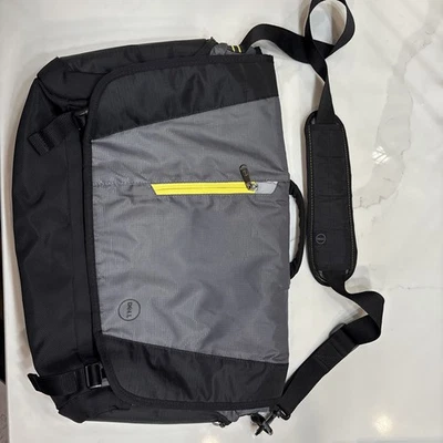 Bolso mensajero para computadora portátil Dell negro gris correa para el hombro se adapta a notebook 15-17 usado en excelente estado Foto 1 de 4